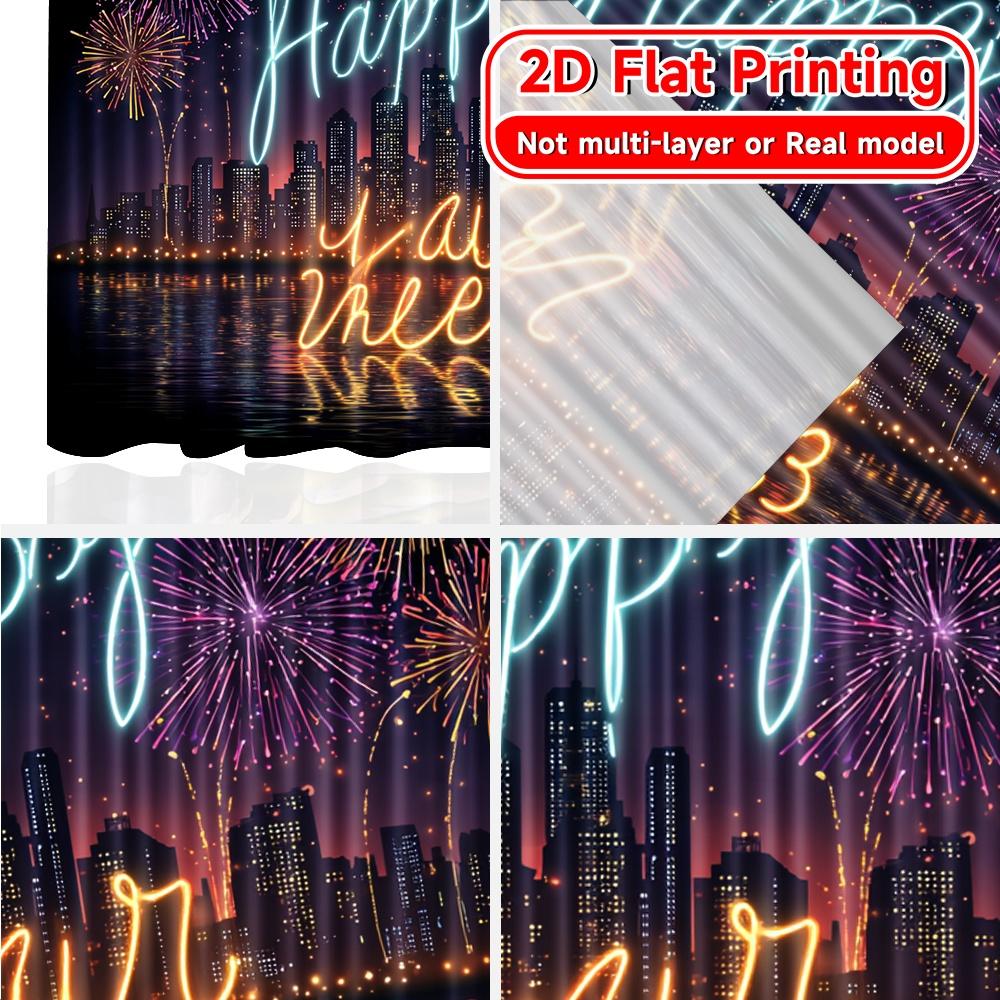 2D Flat Printing  2pcs NewYearCelebration Popular Window Curtain Versatile 100% Polyester Curtains Decorations For Home Ldeal