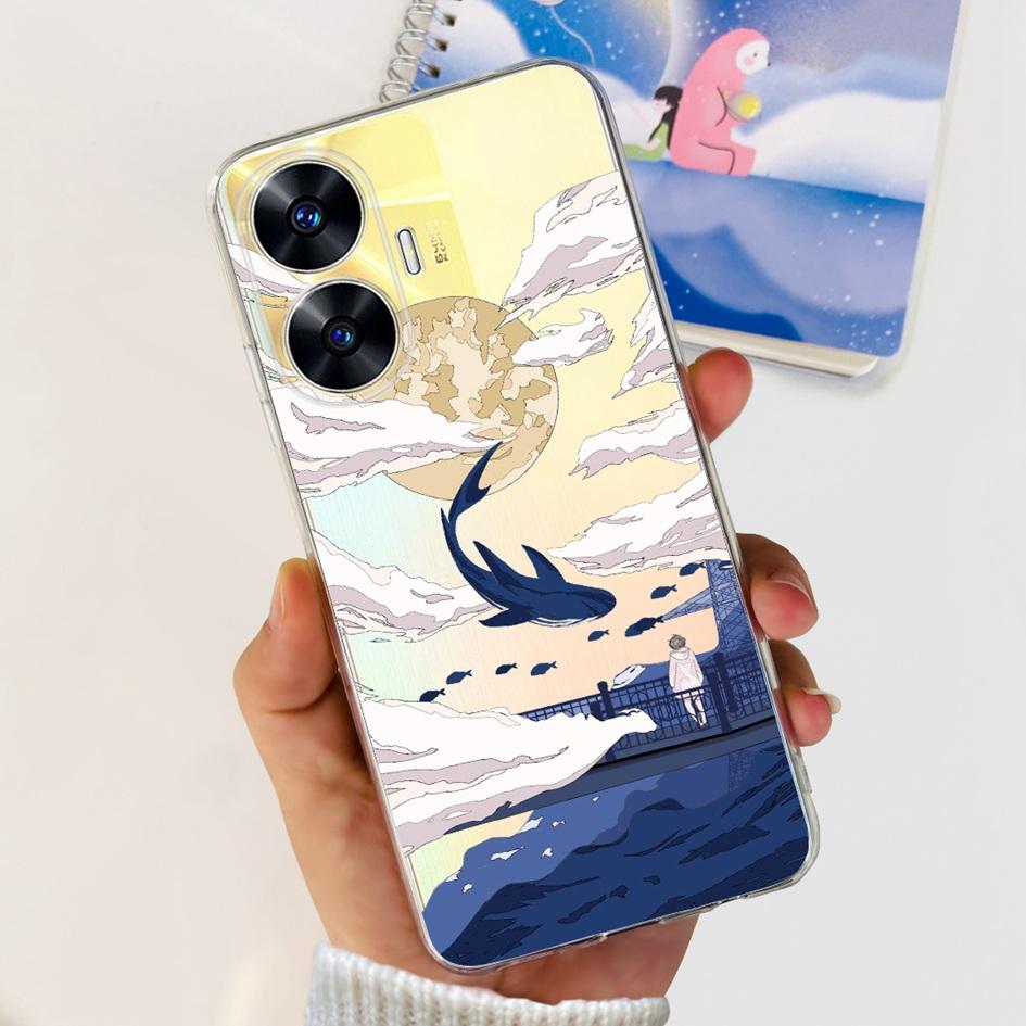 For Realme C55 Case RMX3710 Transparent Cover Fashion Patterns Soft Silicone Phone Cases For Realme C55 4G C 55 RealmeC55 Fundas