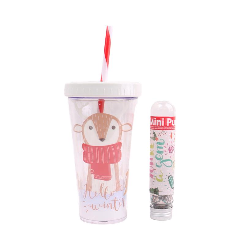 

Набор тамблер и пазл с мультяшным рисунком оленя Высококачественная портативная двухстенная поилка с крышкой Посуда для напитков