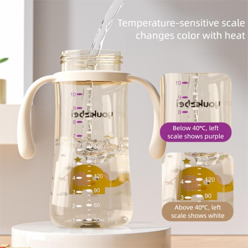 with Handle Baby Bottle 300ML Silicone Straw  Bottle New PPSU Water Cup  Baby Feeding Supply