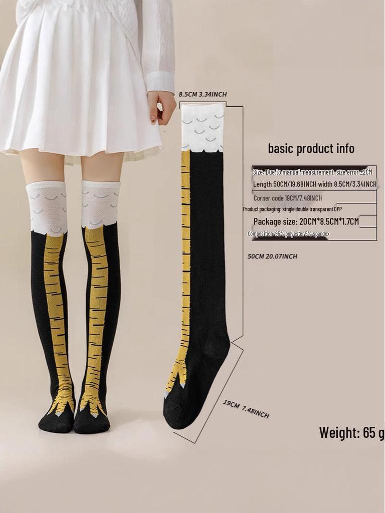 Girls' Funny Chicken Feet Over-the-Knee Socks for Trendy Home Fitness