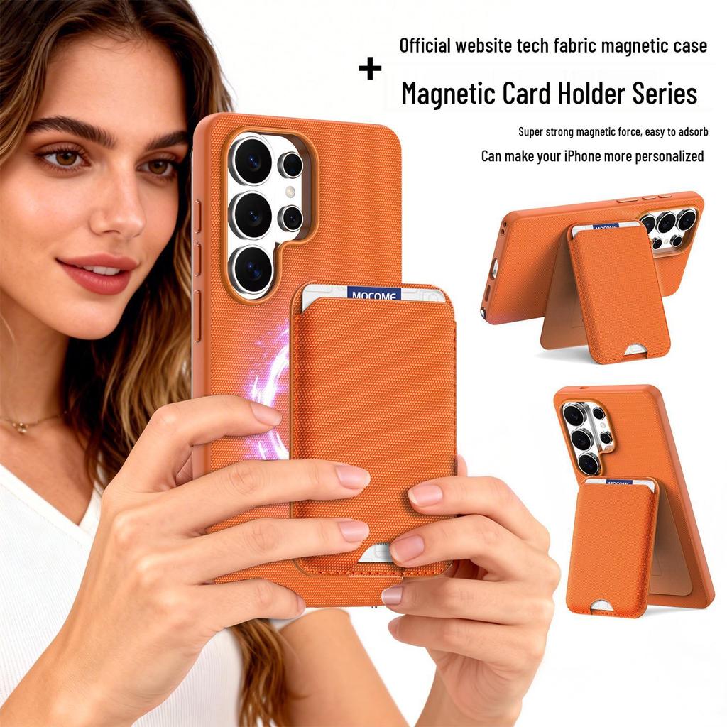 Compatible Samsung S26ULTRA Tech Fabric Phone Case with Magnetic Stand & Card Holder, Personalized for S25U - New Protective Case.