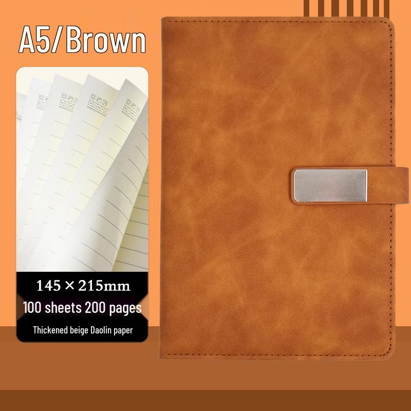High-End Soft Leather Business Notebook with Magnetic Buckle and Custom Logo - Ideal Gift Set