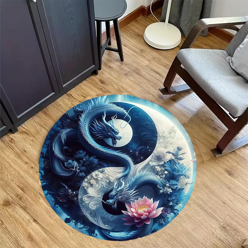 1pc home carpet yin yang floral design non-slip rug for office decor and living room gift ideas