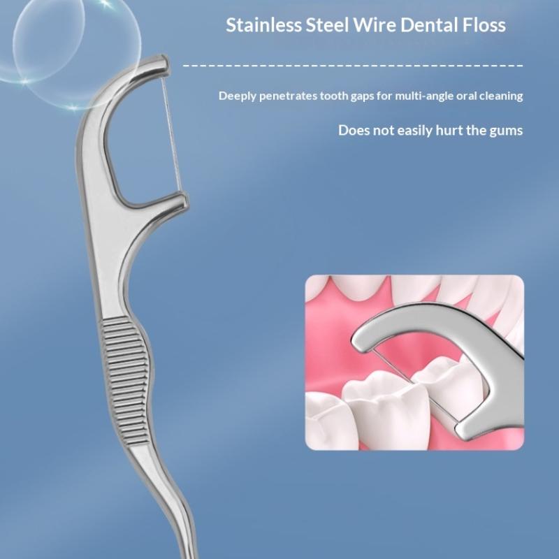 Stainless Steel Toothpick Set Portable Reusable Tooth Cleaner Kit with Travel Case for Everyday Oral Hygiene