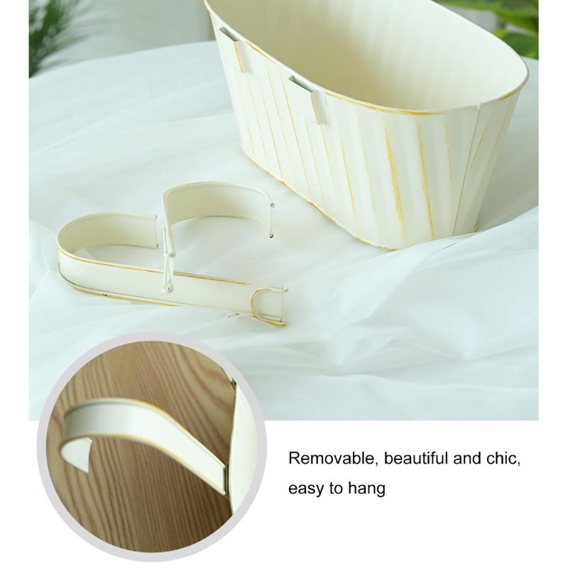 Metal Hanging Flower Pots for Railing Fence Planter Box with Detachable Hooks Drainage Holes for Outdoor Plant Balcony