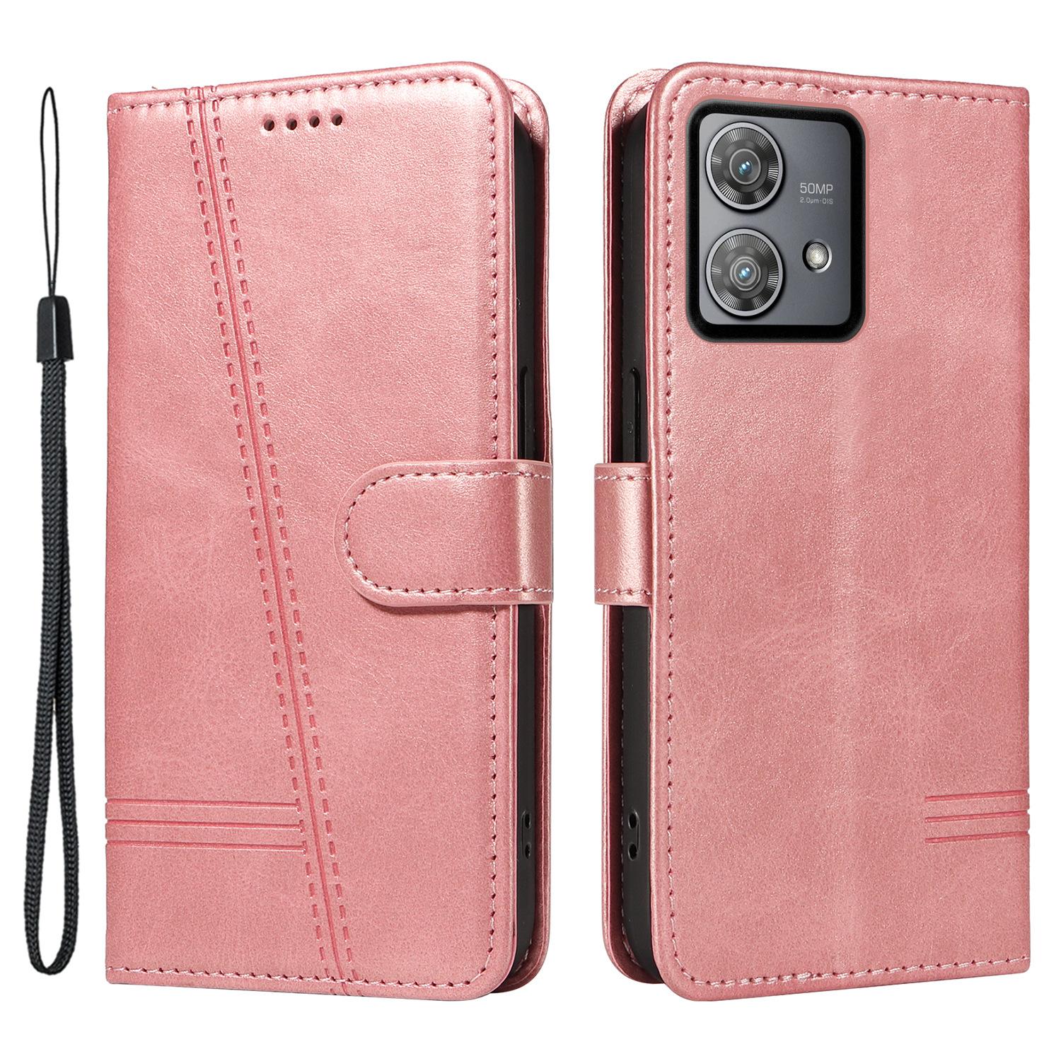 

For Motorola Edge 40 Neo 5G Case Lins Imprint Wallet Phone Leather Cover Rose Gold