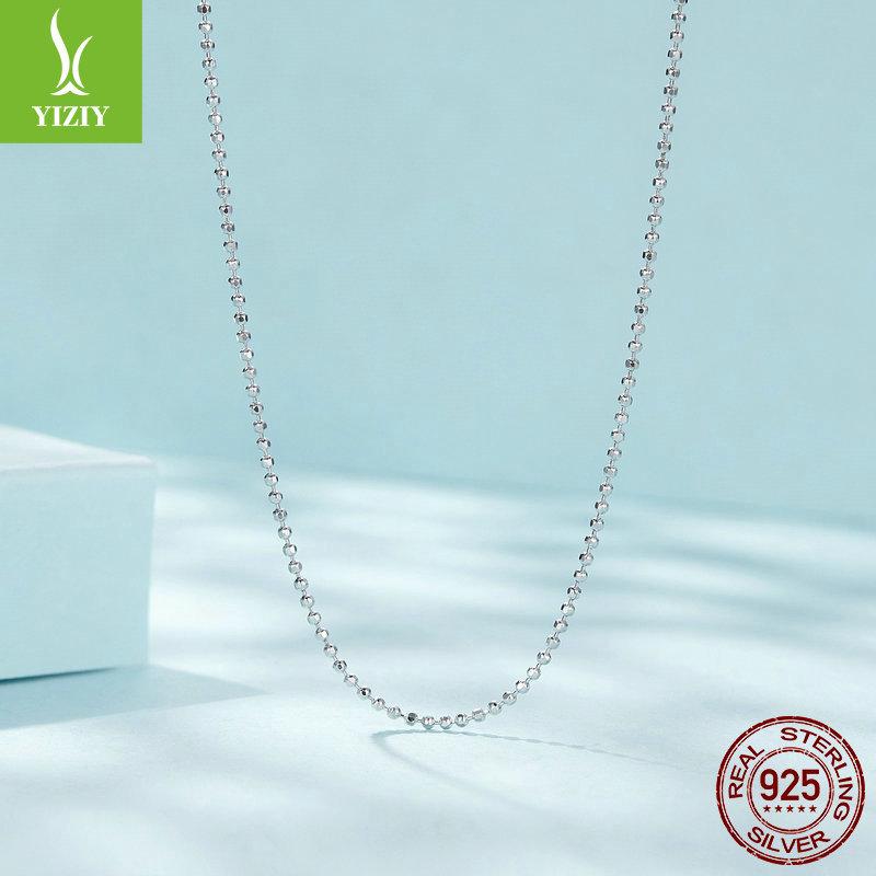 S925 Sterling Silver Flash Bead Chain Basic Necklace, Simple And Personalized Versatile Round Bead Necklace Collarbone Chain