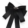 Pearl Black Ribbon Pin Beads Ribbon Badge Brooch Sweet Black Bow Necktie  Parties