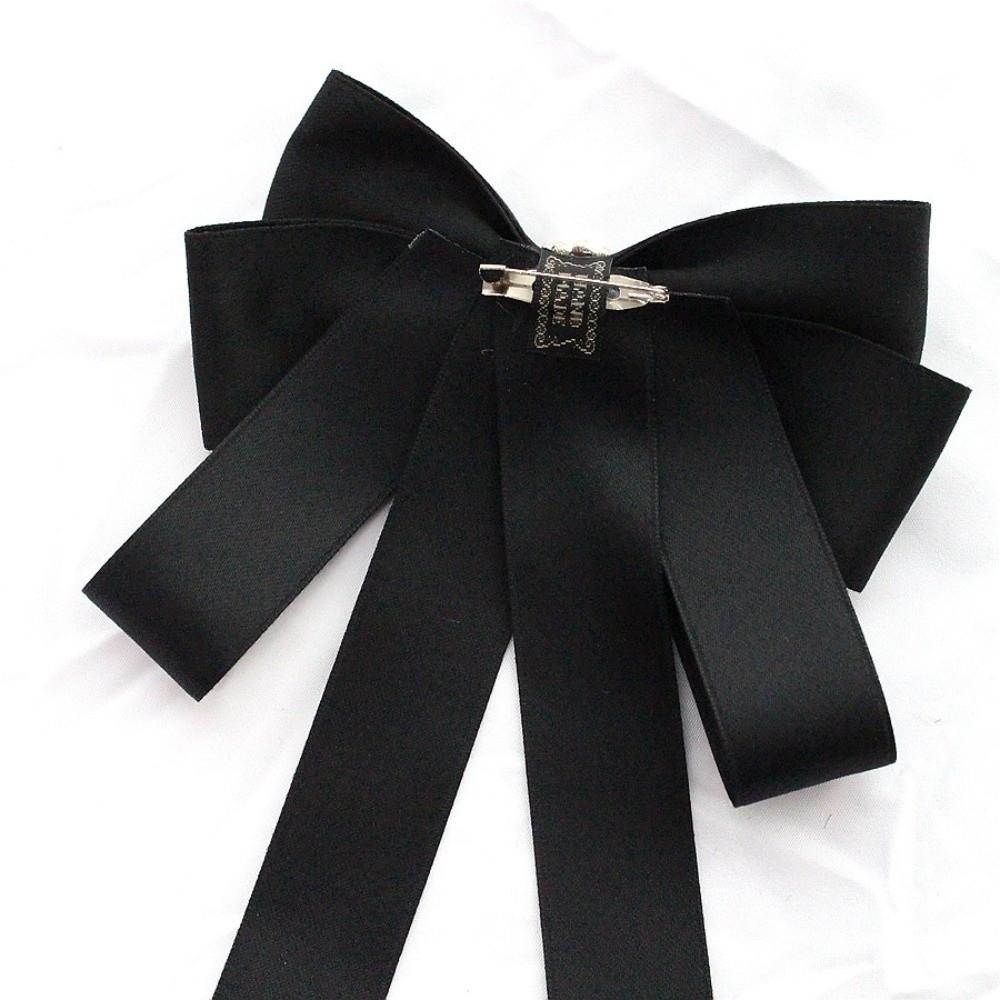 Pearl Black Ribbon Pin Beads Ribbon Badge Brooch Sweet Black Bow Necktie Parties