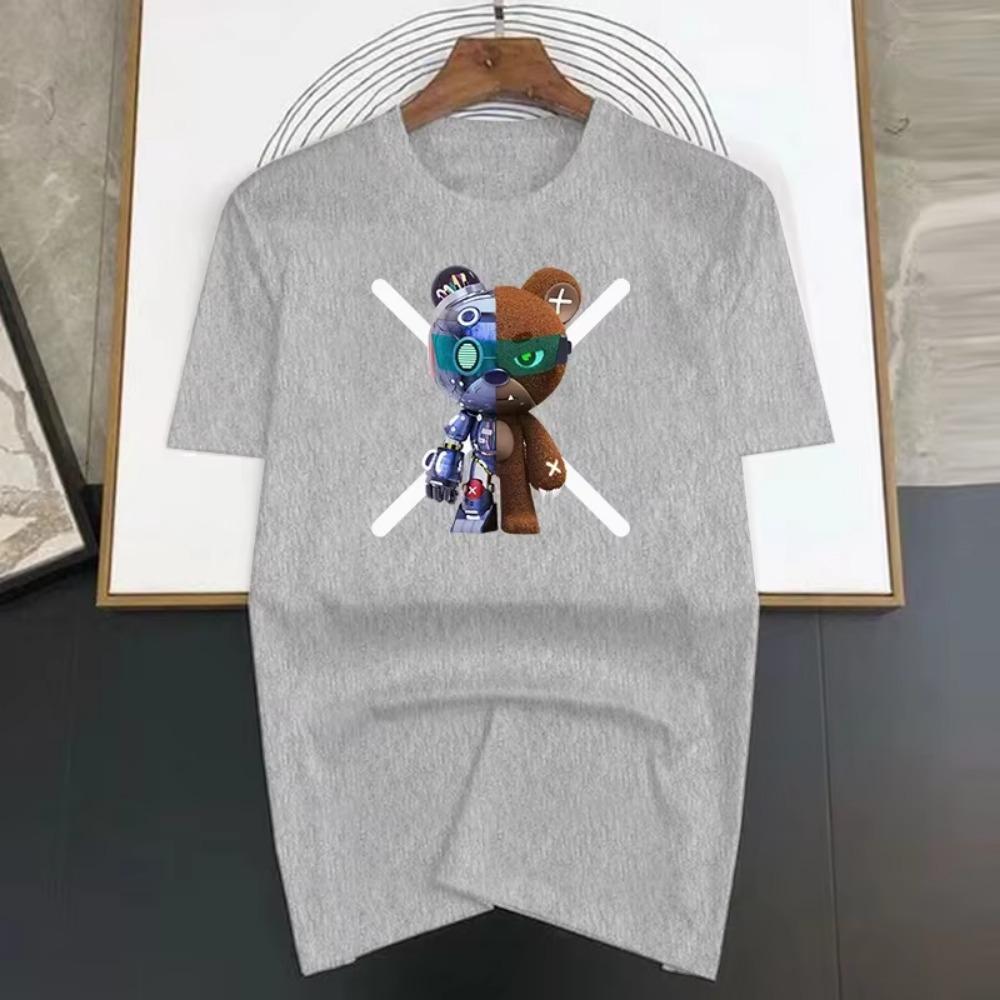 High Quality Cotton Hot Robot Bear Print Luxury T Shirt Men New Brand Fashion Cool Designer T-shirts Casual Streetwear Tops