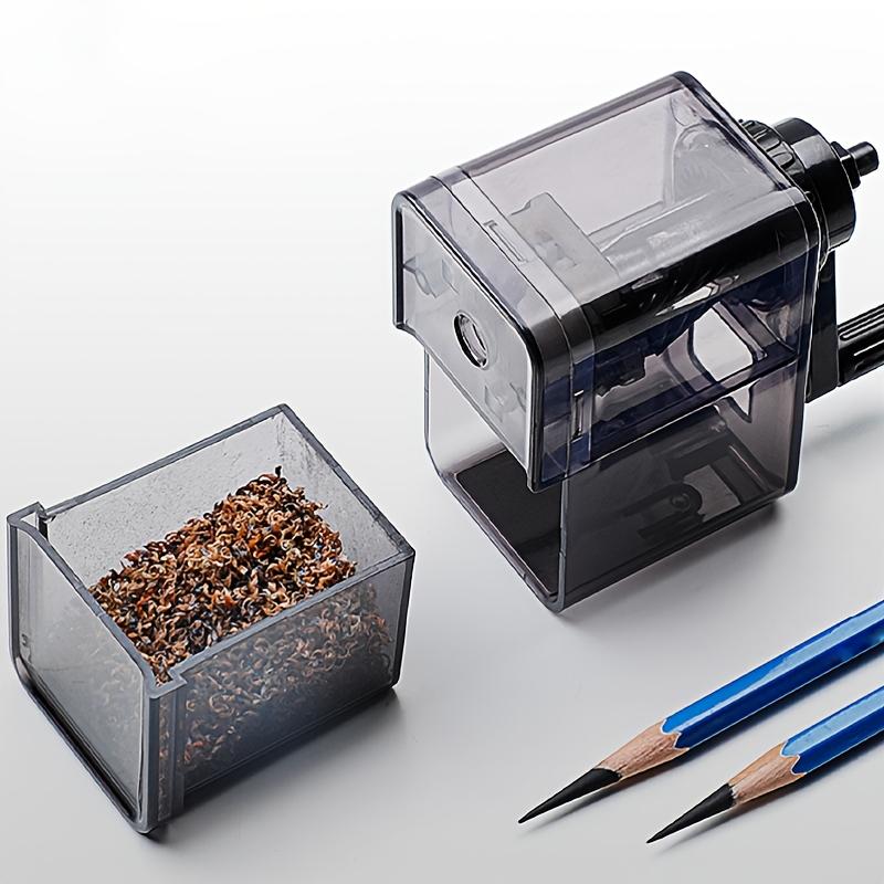 Schwarzer manueller Bleistiftspitzer mit transparentem Fach - Multifunktionales Handspitzwerkzeug für Schüler, Schulen, Klassenzimmer und Künstler