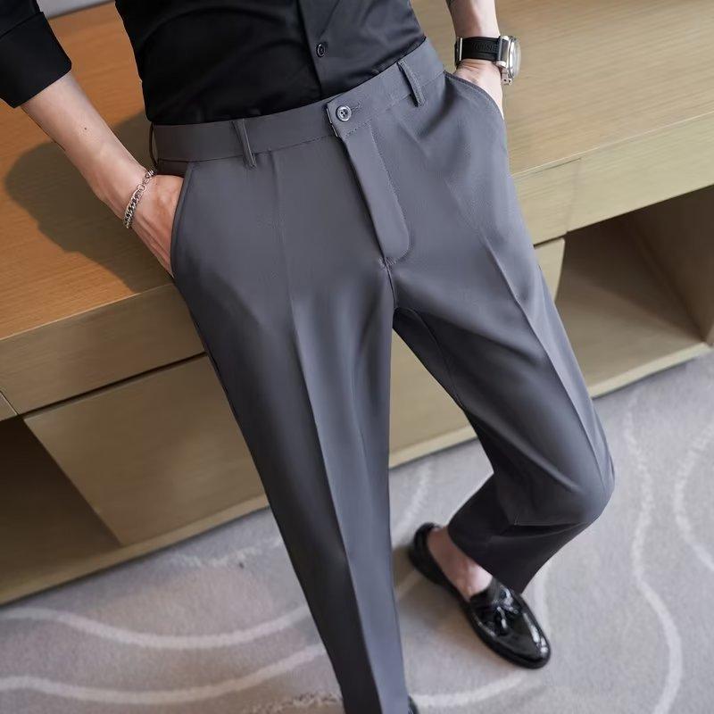 Casual Pants Men's Spring and Autumn New High-end Men's Pants Slim-fitting Embroidered Fashion Nine-point Suit Pants
