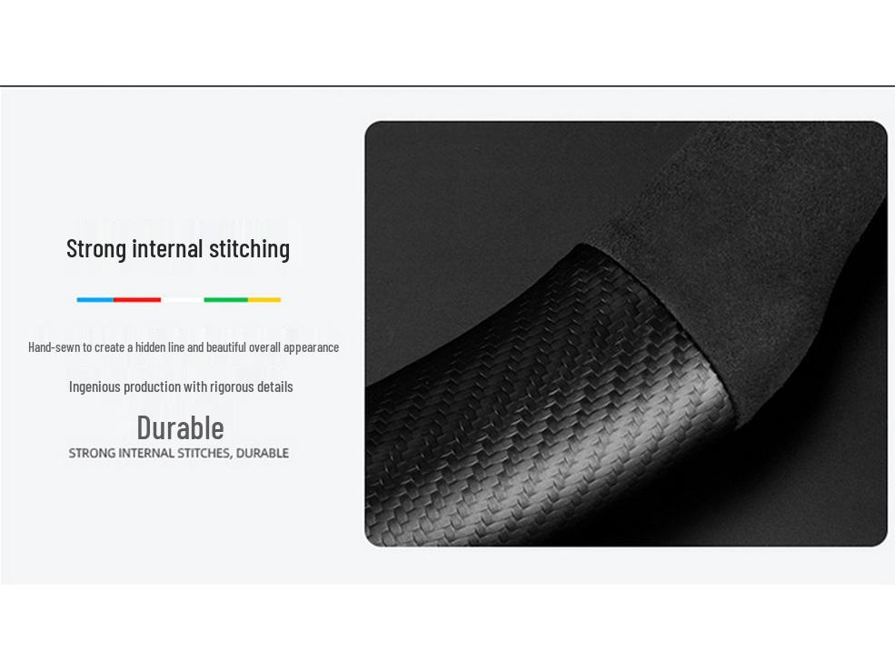 Suede 3D Embossed Dongfeng Fengshen Steering Wheel Cover - Non-slip, Breathable, Carbon Fiber.