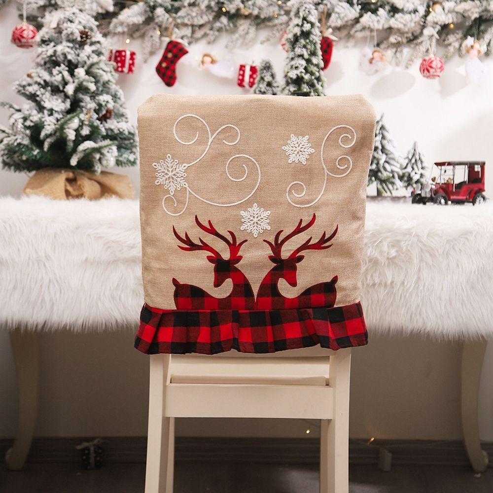 Decor Santa Claus New Year Kitchen Supplies Christmas  Decorations Chair Covers Chair Seat Cover