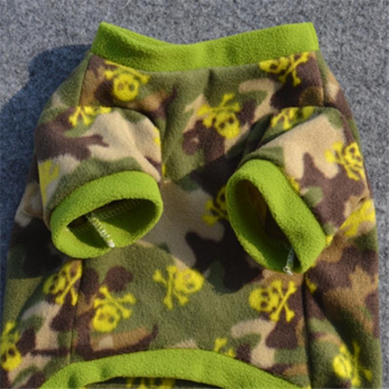 Pet Dog Spring and Autumn Fleece, Autumn and Winter Sweater, Thermal Jacket, Super Cool Skull Camouflage