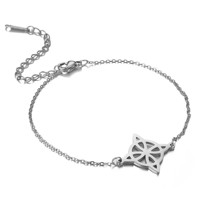 Geometric Witch Knot Charm Bracelet Women Fashion Stainless Steel Pendant Wicca Amulet Jewelry Gifts