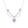 Chao Xiaobai Sterling Silver & Colored Cubic Zirconia Heart Necklace for Women - Elegant & Versatile Clavicle Chain.
