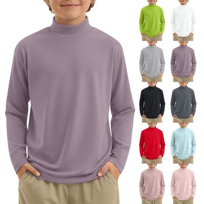 Boy And Girls Color Long Sleeved T-shirt Round Neck Color T-shirt