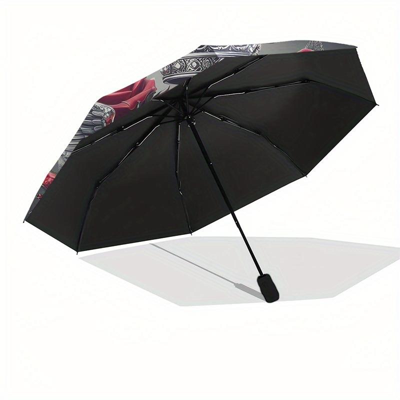 1pc Heart with Crown and Roses Umbrella with Plastic Handle,Suitable for All Seasons Home Travel Outdoor UmbrellaB1904