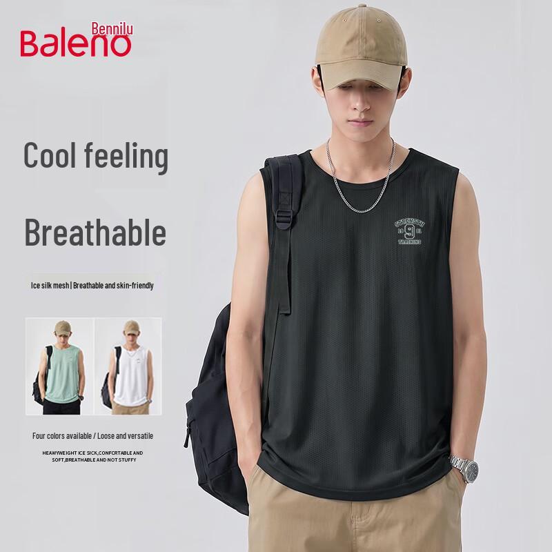 Baleno Men s Cool-Feel Ice Silk Mesh Sleeveless Top M
