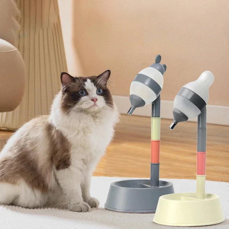 Distributore d'acqua per animali domestici, ciotola per cani, ciotola per gatti, borraccia verticale per cani, alta velocità, distributore d'acqua con pallina da leccare