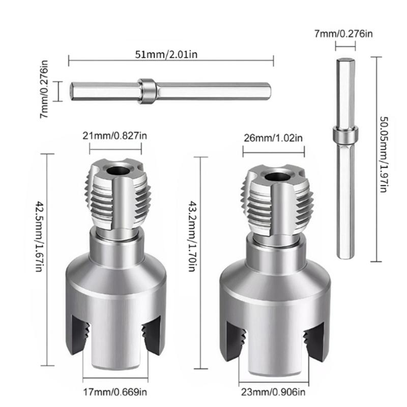 Pipe Thread Cutting Tool,Pipe Threading Tool for Internal & External PVC Plastic Pipe 1/2" 3/4" Pipe Threader