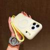 Candy Contrast Lanyard Magnetic Phone Case for IPhone 17 Air 16 15 14 13 12 Pro Max 11 Hand Wrist Strap Matte Soft TPU Cover