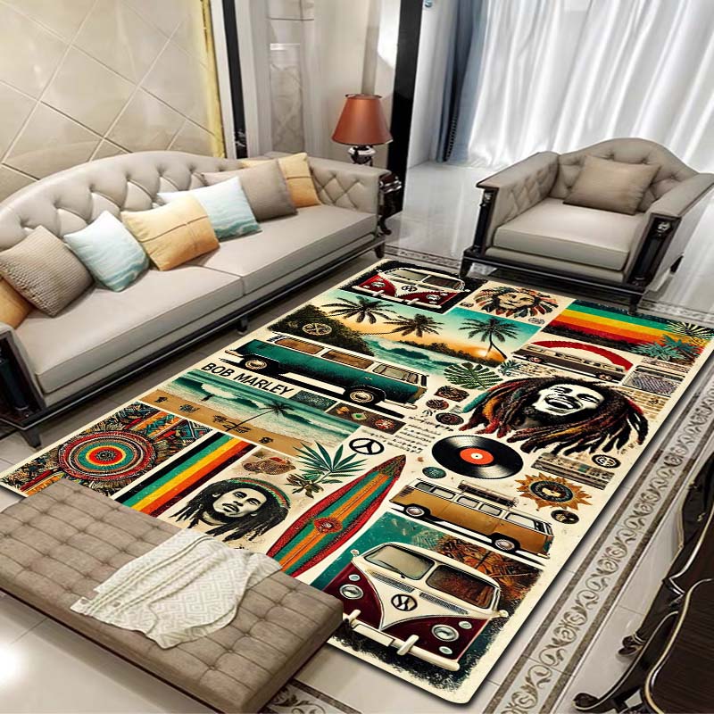 Bob Marley Album Carpet Reggae Music Jamaican Style 3D Flannel Carpet Home Living Room Bedroom Decoration Bathroom Carpet Gift