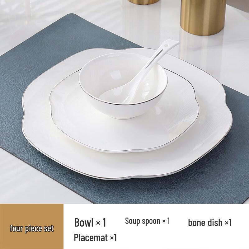 

Elegant Silver-Rimmed Ruyi Ceramic Dinnerware Set