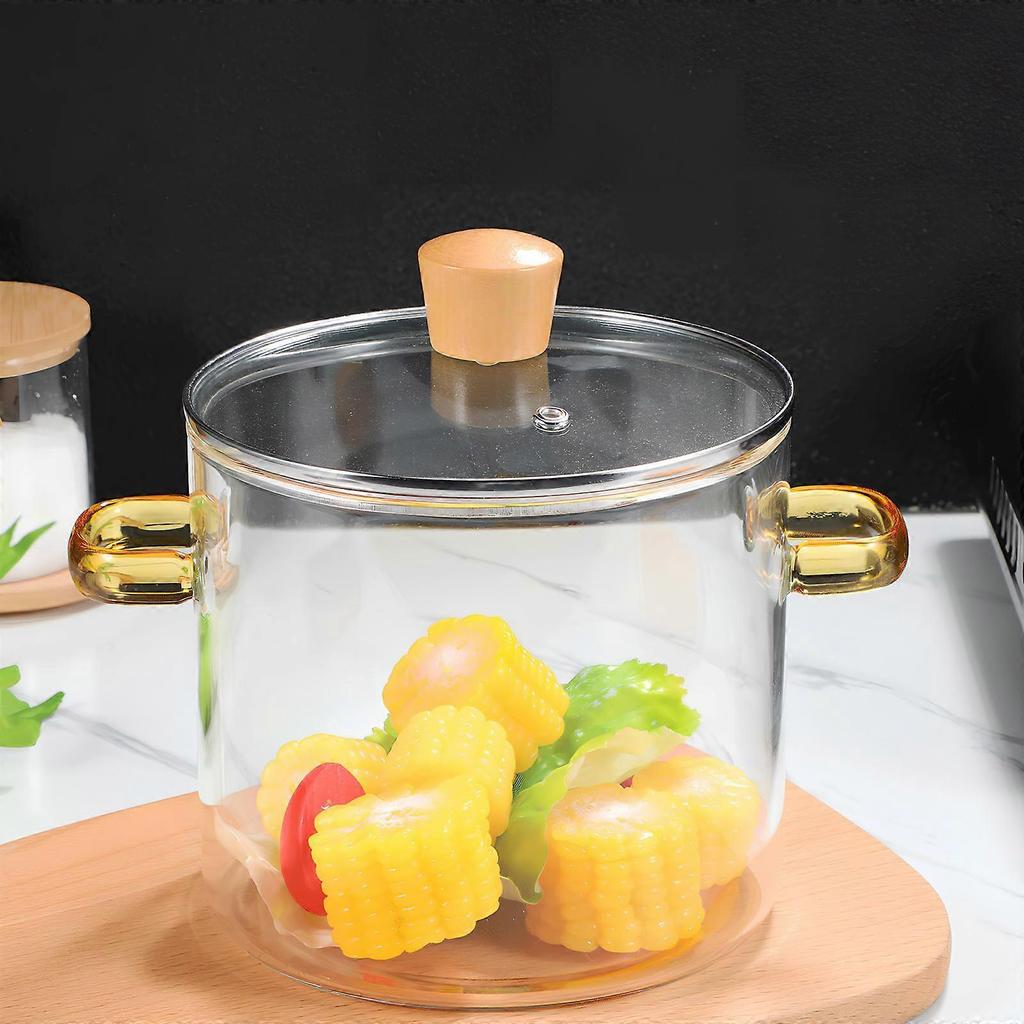 Clear Simmering Pot Glass Cooking Pot For Home Cooking 2300ml Stovetop Cooking 1Pcs