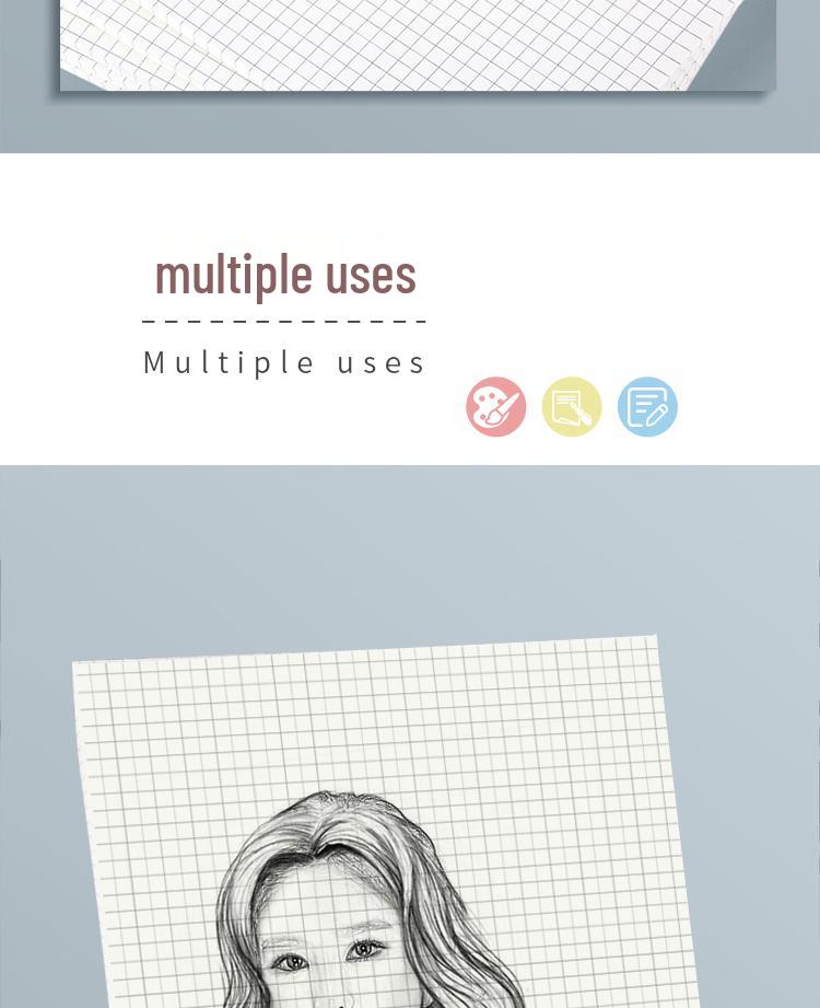 Double-Sided A4 Thickened Small-Square Grid Paper, Natural Color, Eye Protection, Non-Tear, Ideal for Postgraduate Exam Prep.