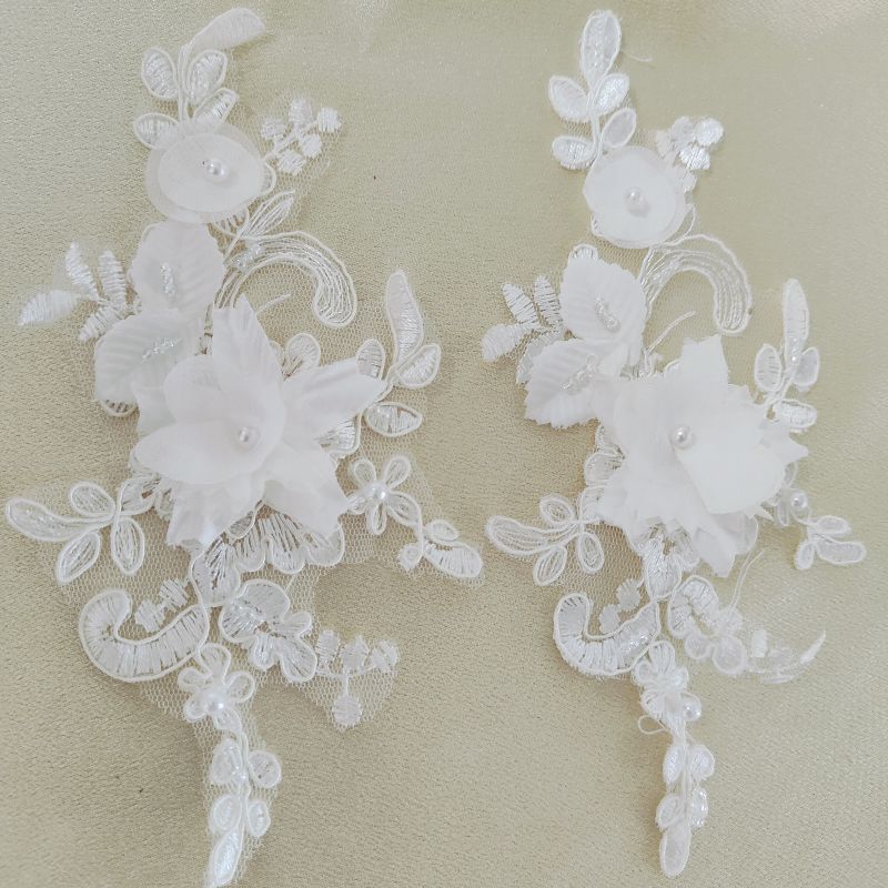 Color Beads Car Bone Lace Pair Flower Wedding Dress Children'S Clothing Dance Clothes Accessories Diy Handmade Fabric Flowers