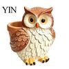 Owl Flower Pot Cute Cartoon Planter, Resin Small Planter Pot, Decorative Hand Painted Statue Plant for Succulents, Indoor Garden Balcony Decoration