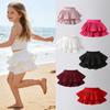 School Girls Dance Layered Tutu Skirt Elastic Waist Pleated Skirt Kids Performance Daily Wear Casual Party Outfit Ruffle Skirts