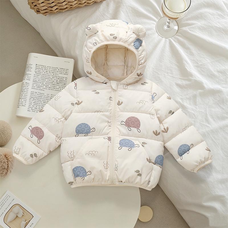 Kids' Cartoon Cotton Jacket with Ears - Short Style for Boys & Girls, Autumn/Winter Outerwear