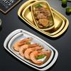 Stainless Steel Circle Plate Gold Tray Barbecue Flat Plate High Quality Western Food Beef Plate