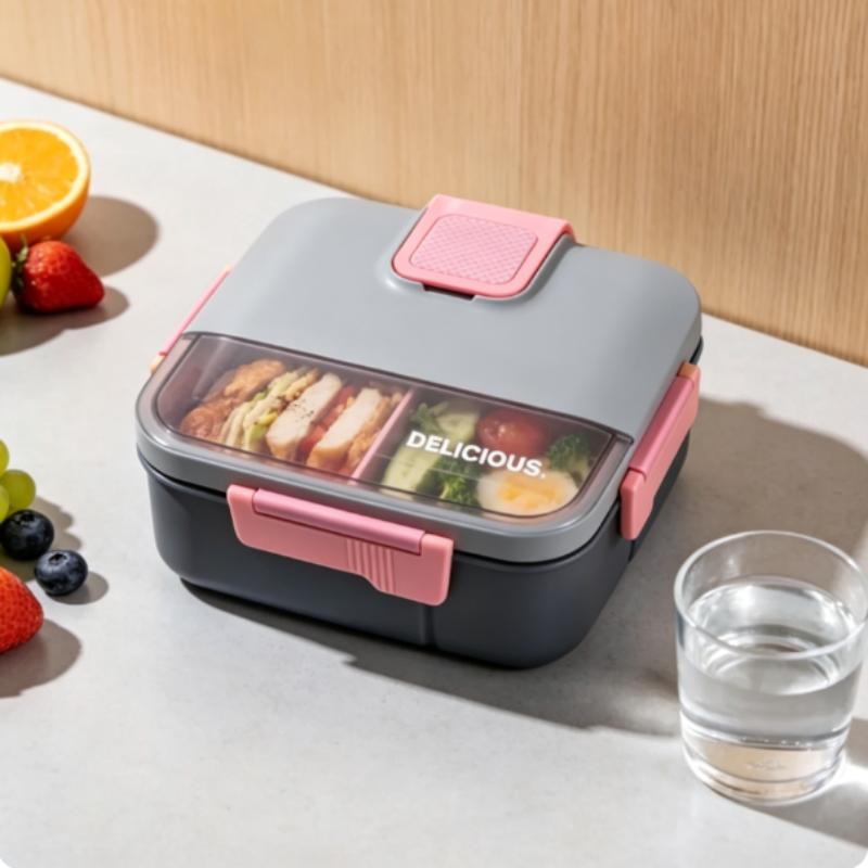Large Capacity Square Lunch Box with Compartments Microwave Safe for Students and Office Workers Cross Border New