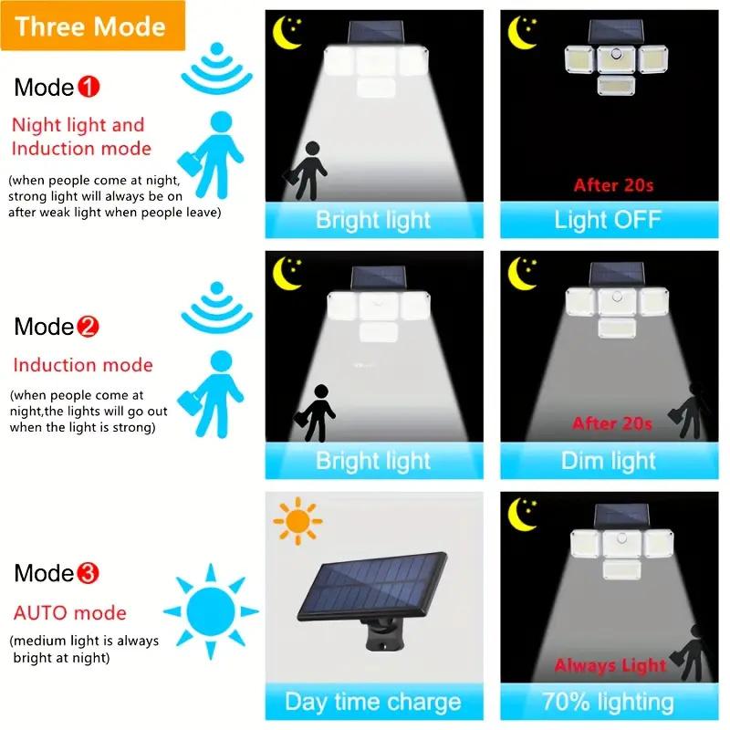 333LED Solar Powered Outdoor Light Motion Sensor with Remote Security Street Lamp Adjustable Waterproof Garage Garden Patio