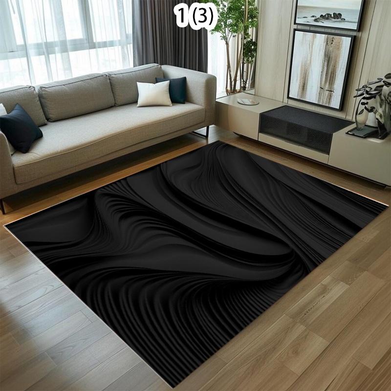 Modern Abstract Black Wave Area Rug