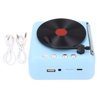 Bluetooth-Lautsprecher Retro Schallplattenspieler-Stil HiFi Klangqualität BT5.0 Drahtloser Lautsprecher Blau