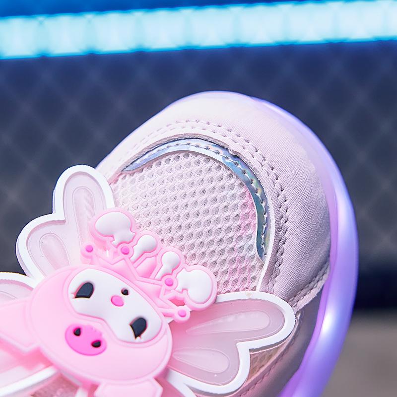 Kuromi Girl's Luminous Roller Shoes & Eight-Wheel Skates