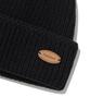 COVERNAT Authentic Leather Patch Acrylic Beanie Black