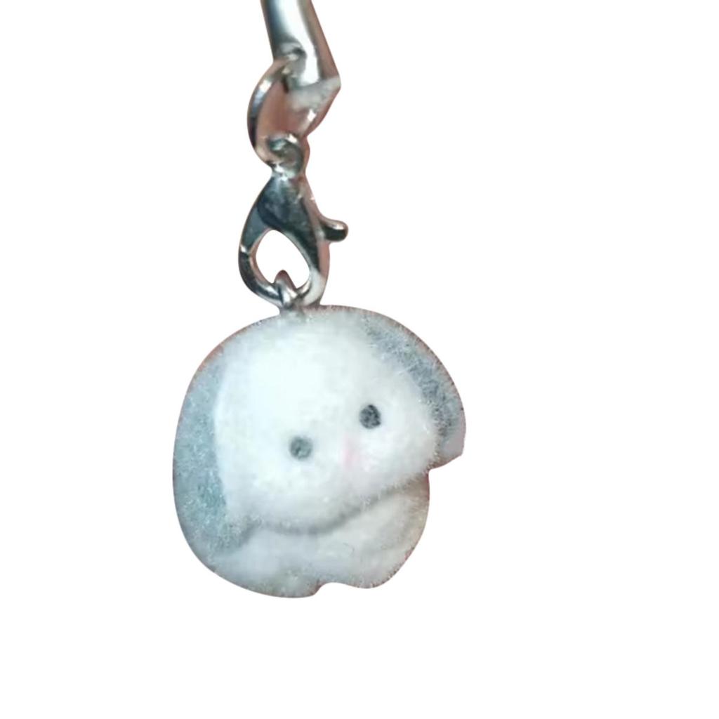 Cute Rabbit Keychain Pendant Cartoon Animal Shaped Keyrings Fashionable Flocking Key Rings Jewelry for Backpacks
