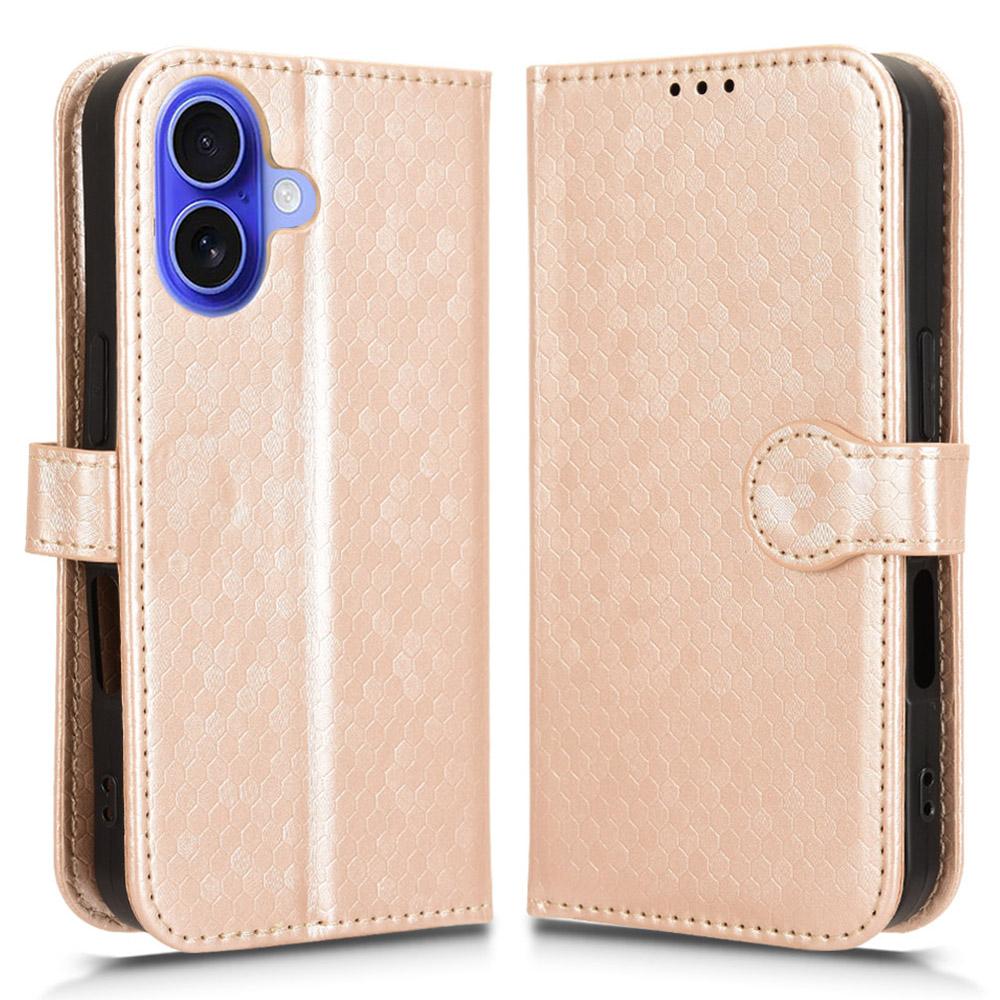 For iPhone 16 Wallet Case Dot Pattern Imprint PU Leather Phone Cover