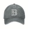 Floral Letter B Monogram Baseball Cap Unisex Washed Denim Adjustable Casual Cap