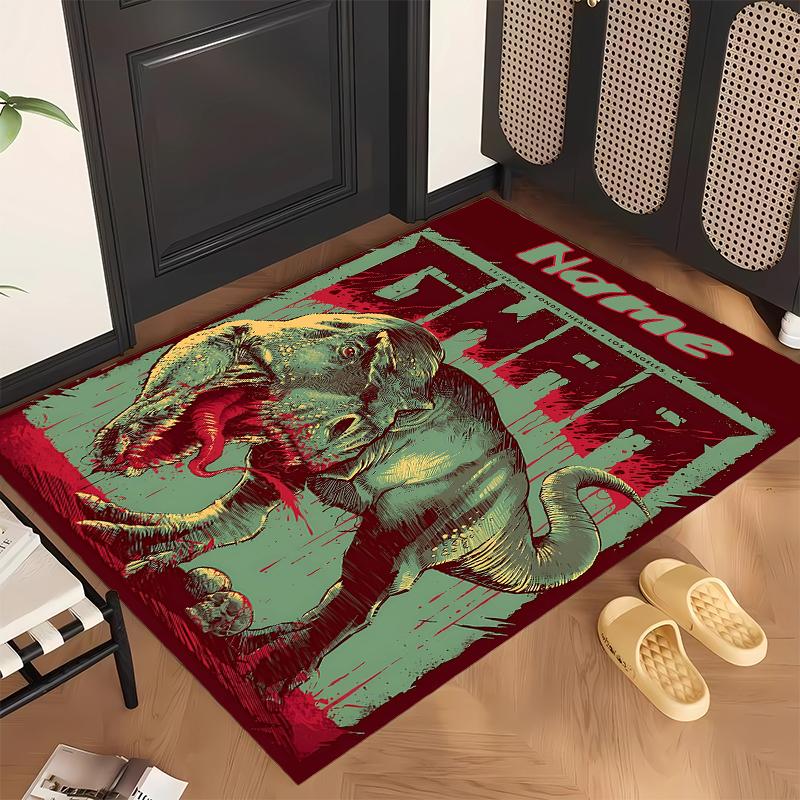 Świat dinozaurów (1) Personalizowany dywanik biurowy z imieniem Stylowa dekoracja do salonu, sypialni, kuchni
