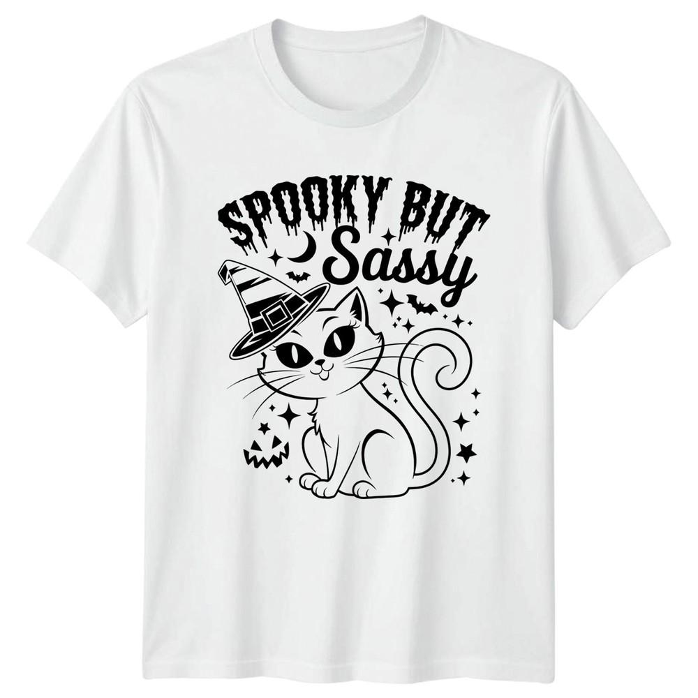 Spooky But Sassy Unisexs TShirt Halloween Cat 2026 Birthday Gift For Her S