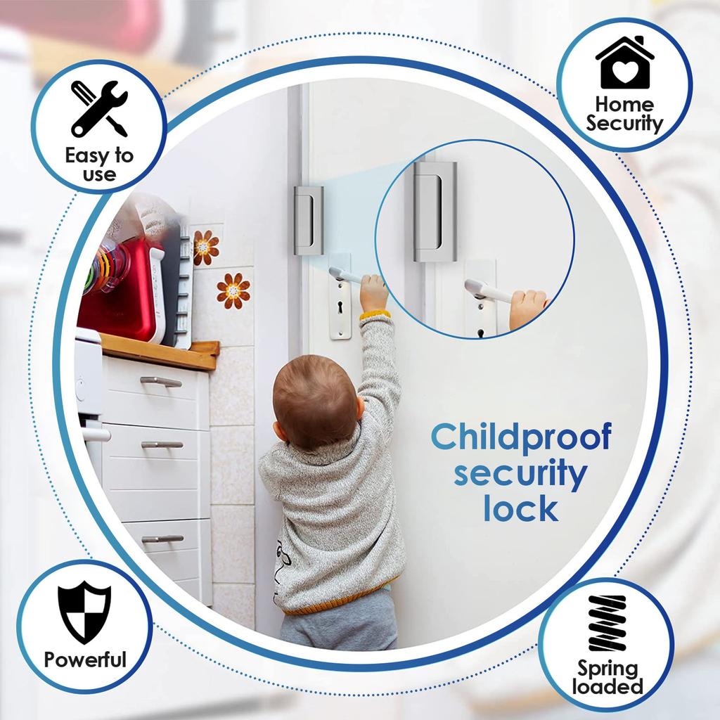 2/3Pcs Child Proof Door Lock Aluminum Alloy Home Security Lock Additional Door Reinforcement Lock for Home Bedroom Study Door