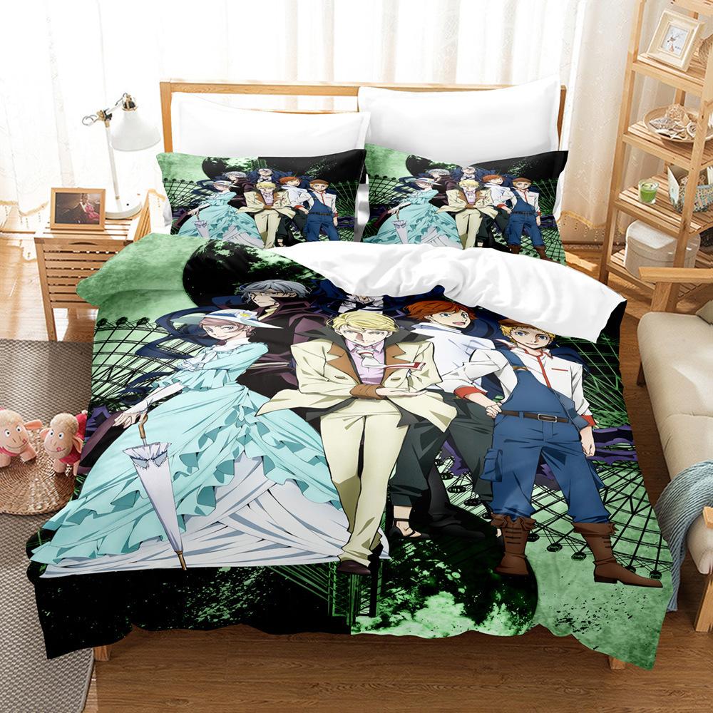 Anime Bungo Stray Dogs Quilt Cover Set,Kids Boys Duvet Cover,Queen/King/Full/Twin Size,Soft Printed Bedding Set with Pillowcases